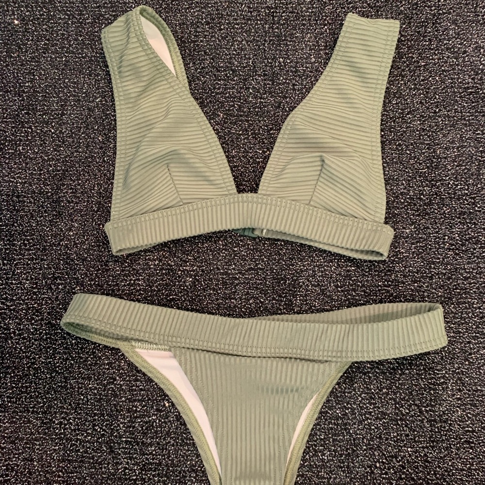 green bathing suit